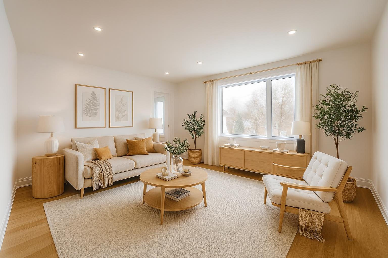 Même salon meublé par l'IA de Meublix (home staging virtuel)